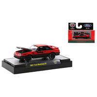 M2 Machines - 1/64 Detroit-Muscle Release 72 -Holley - 1987 Ford Mustang GT in Gloss Red with Semi-Gloss Black Hood