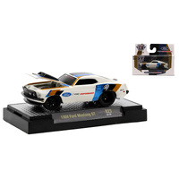 M2 Machines - 1/64 Ground Pounders Release 23 - 1969 Ford Mustang GT in Wimbledon White with Black, Gold, and Blue Graphics